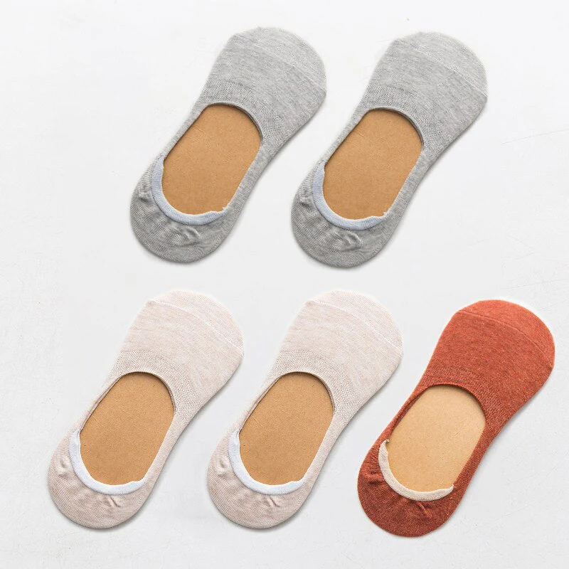 5 Pairs Spring Summer Women Socks Solid Color Fashion Wild Shallow Mouth Girls Female Invisible No Show Slipper Socks - Image 14